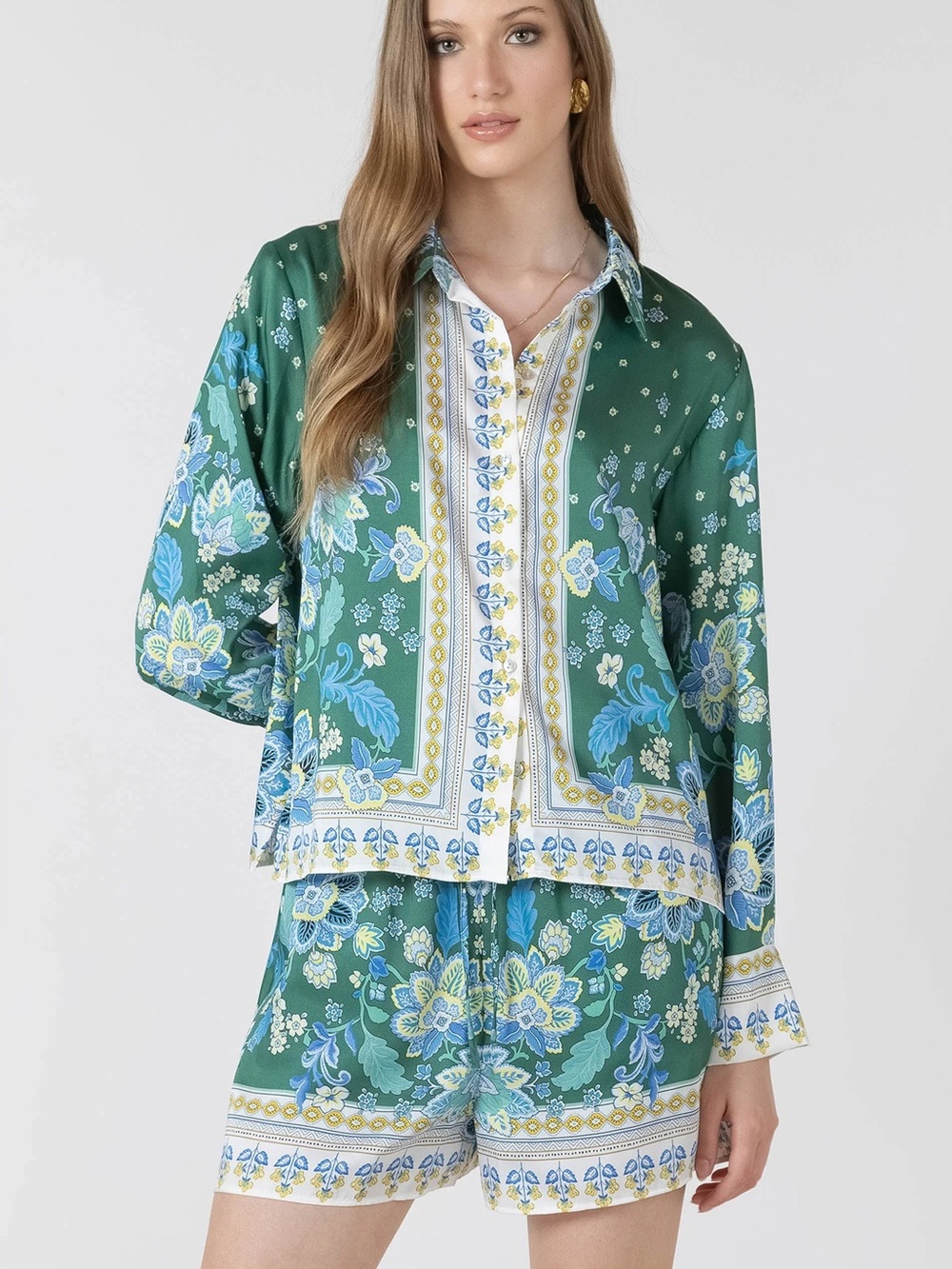 Anthropologie Maeve printed silky set size M